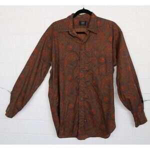 Ike Behar Large Colorful Retro Paisley Cotton Long Sleeve Shirt Made in USA